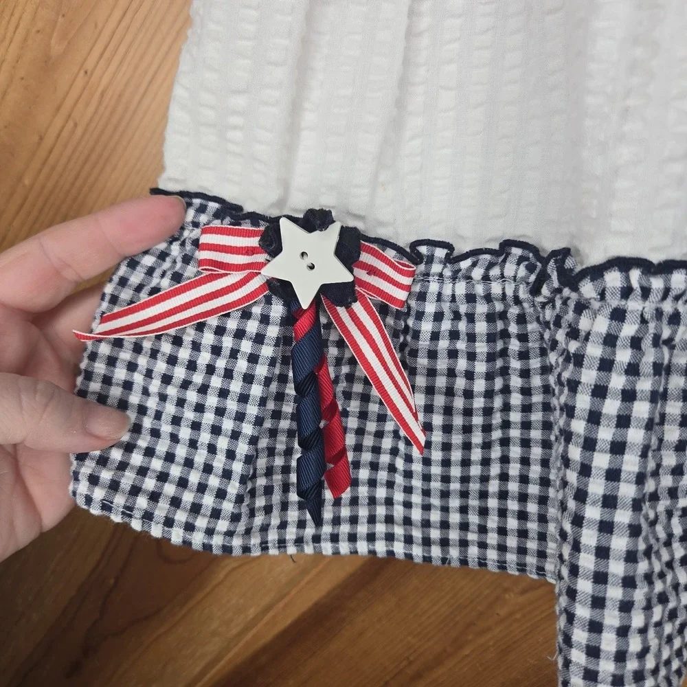 GoodLad Seersucker Gingham Tiered Patriotic Girls Dress 18 Months 4th of July